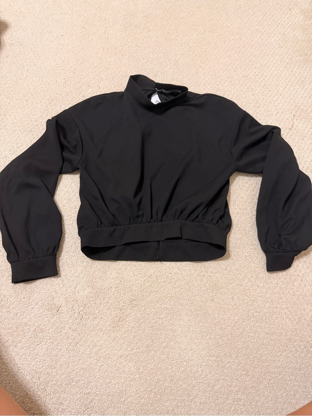 Zara Open Back Mock Neck Crop Top Black Long Sleeve NWT Size Small